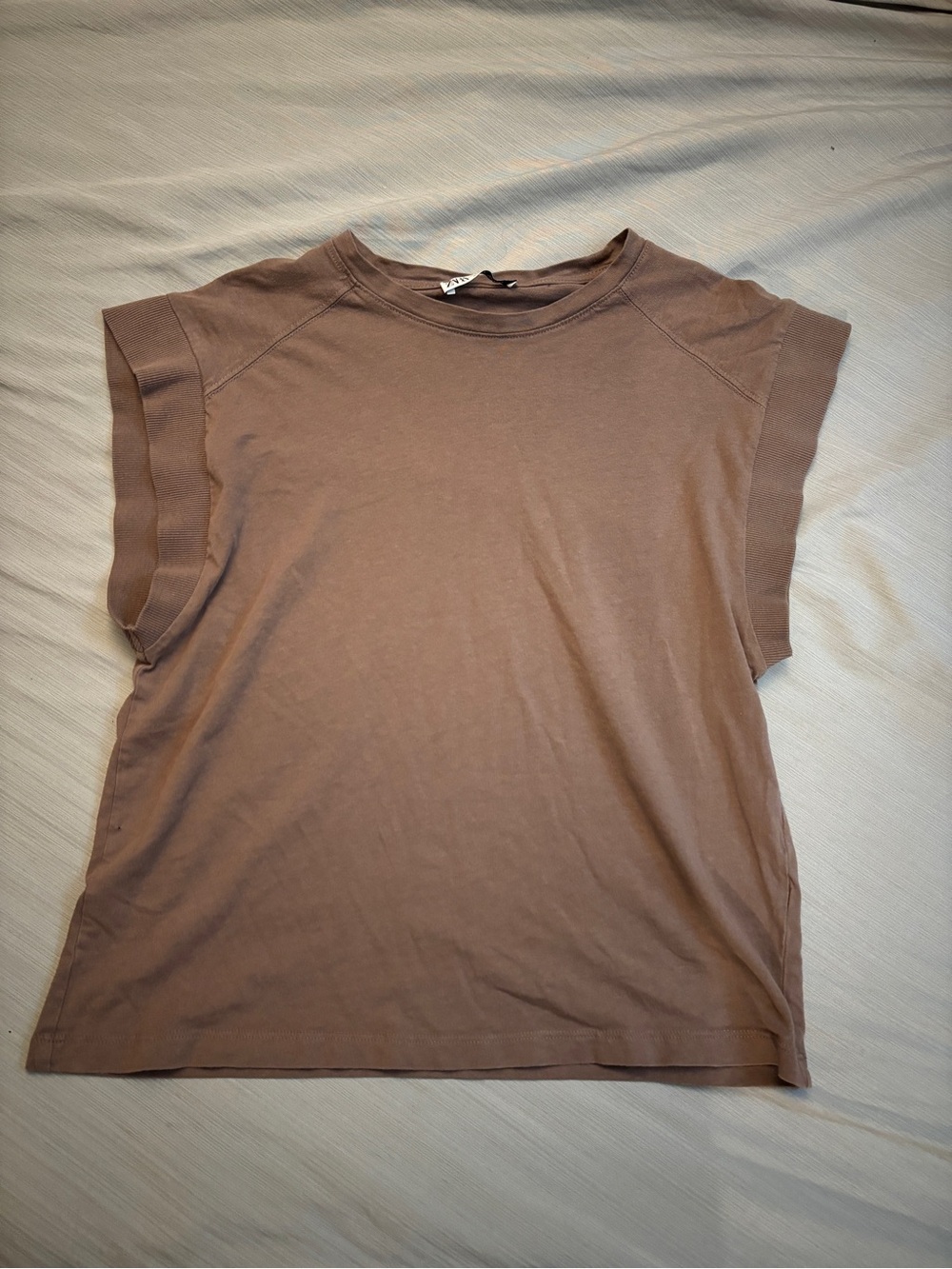 Zara Brown Sleeveless Crewneck Tee